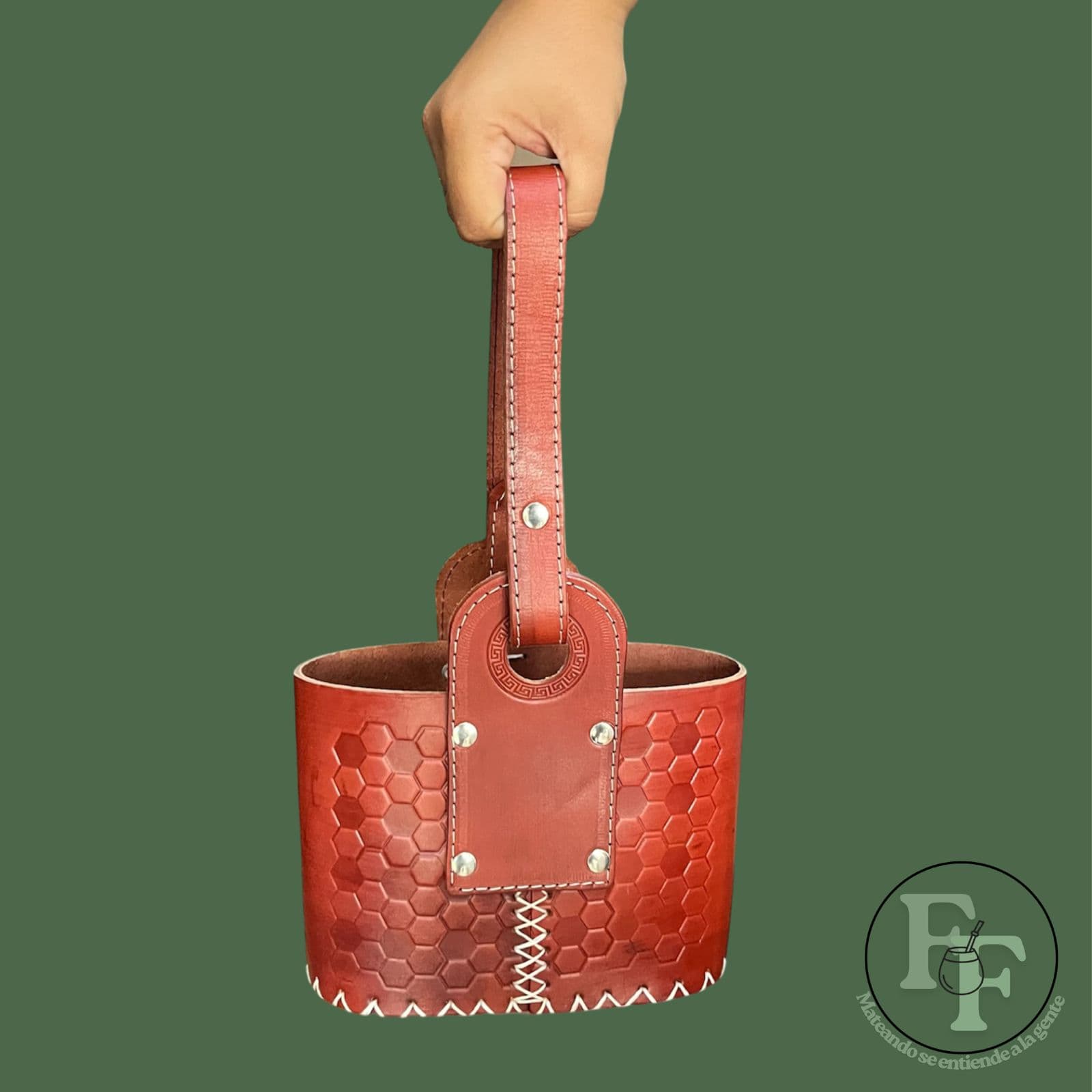 Canasta Cuero Rojo Colmena
